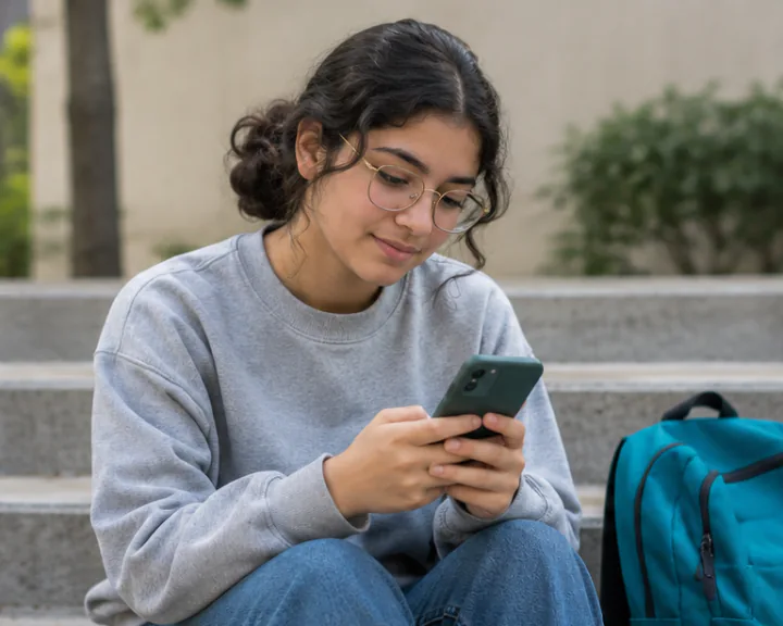 Estudiante respondiendo el test vocacional en su celular