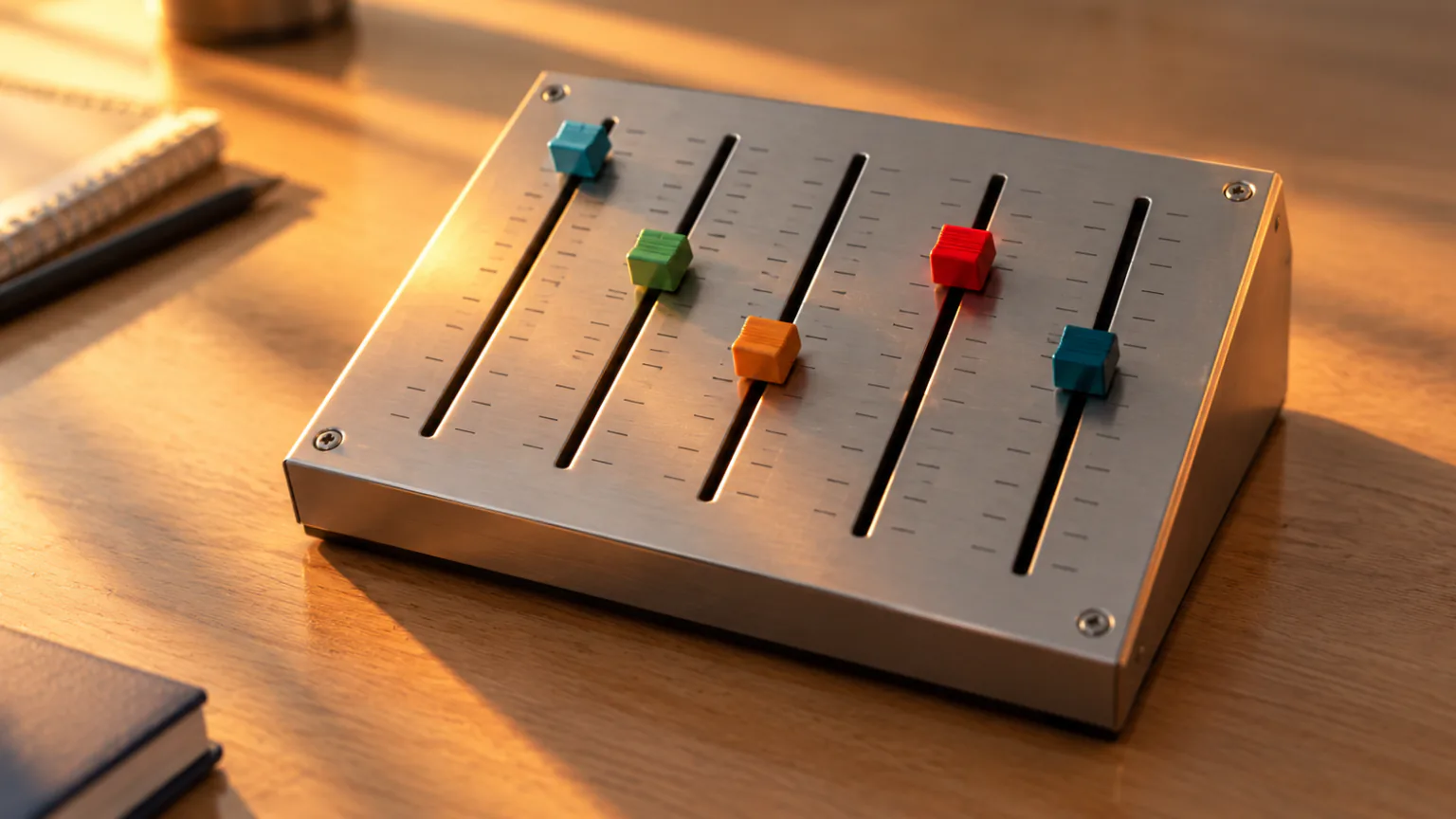 Instrumento de cinco canales con una perilla por eje STEAM